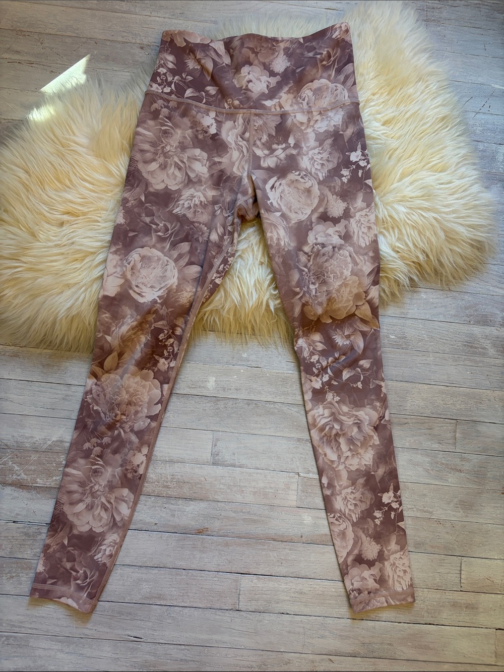 Athleta Mauve Floral High-Rise Leggings